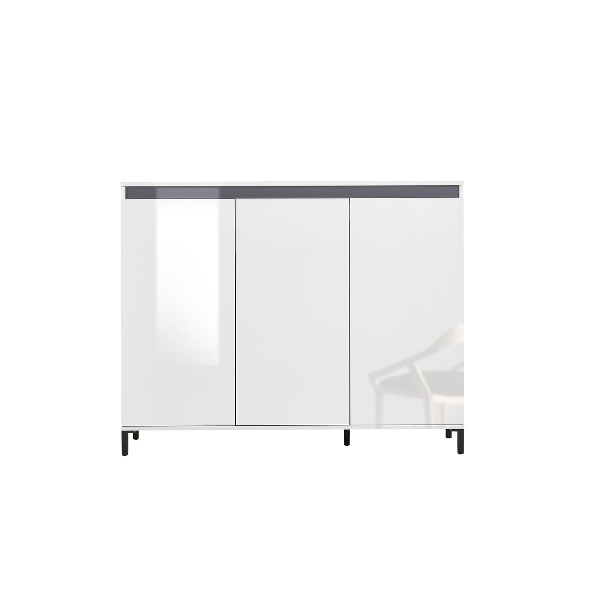 Cancun 3 Door 138cm White Gloss and Anthracite Highboard/Tall Sideboard - FurniComp