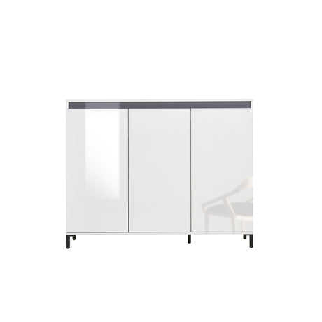 Cancun 3 Door 138cm White Gloss and Anthracite Highboard/Tall Sideboard - FurniComp