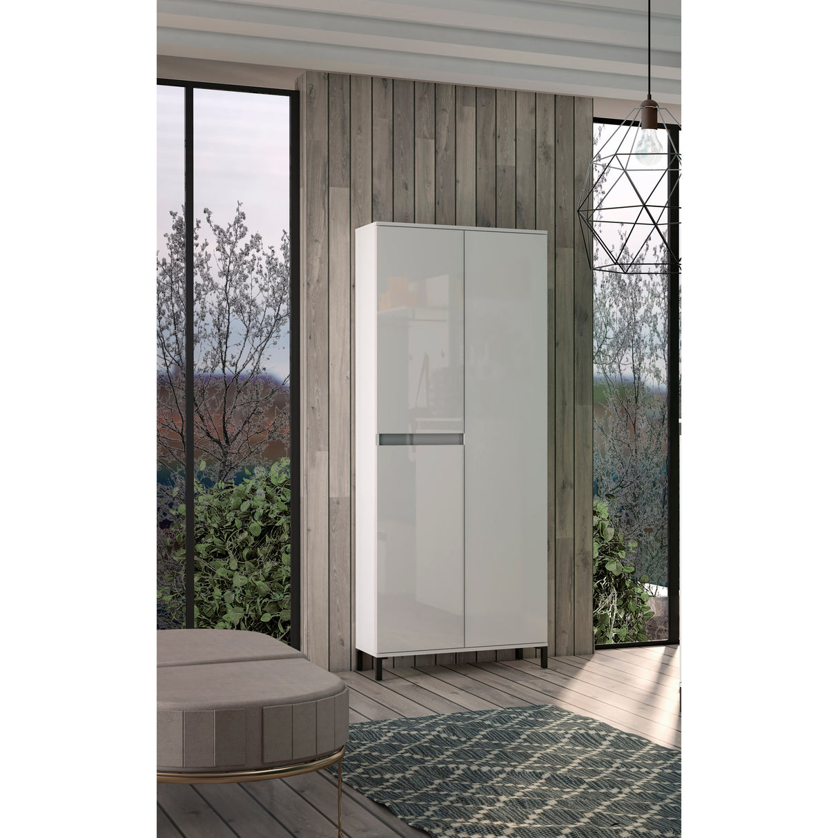 Cancun 3 Door White Gloss and Anthracite Tall Shoe Storage Cabinet - FurniComp