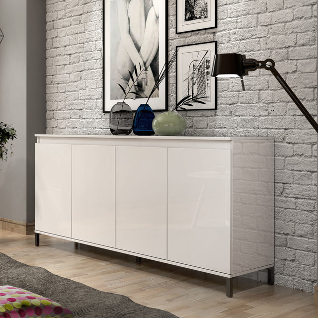 Cancun 4 Door 184cm White Gloss and Anthracite Sideboard - FurniComp