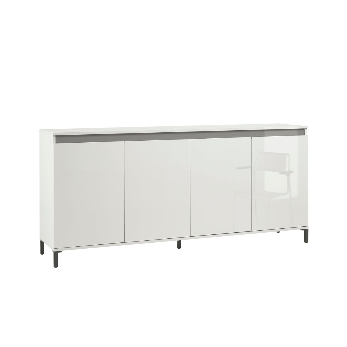 Cancun 4 Door 184cm White Gloss and Anthracite Sideboard - FurniComp