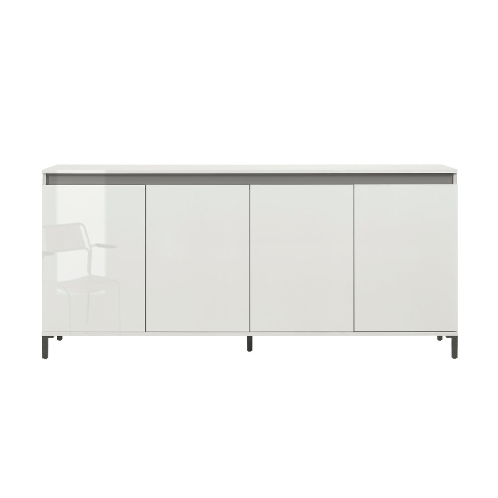 Cancun 4 Door 184cm White Gloss and Anthracite Sideboard - FurniComp