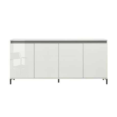 Cancun 4 Door 184cm White Gloss and Anthracite Sideboard - FurniComp