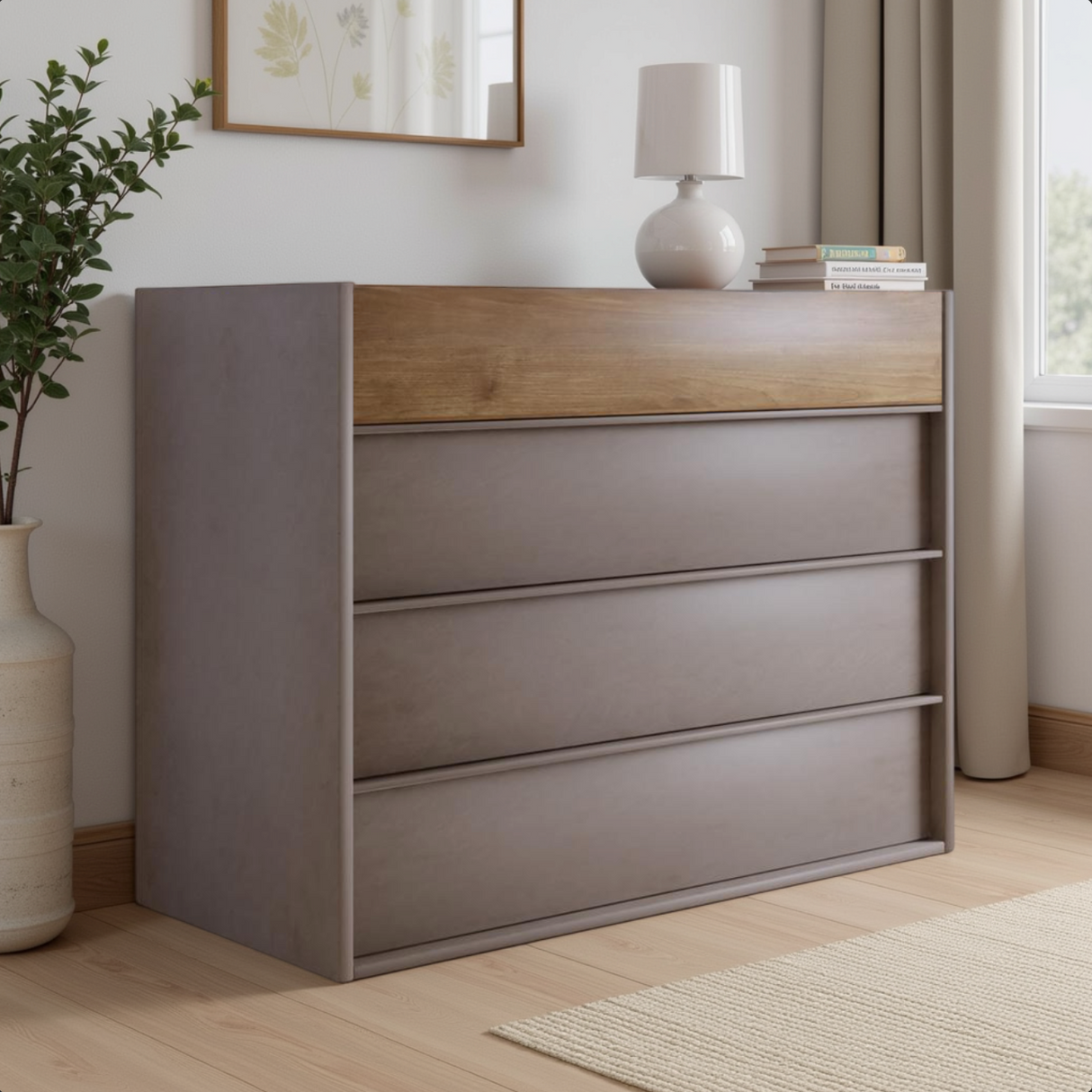 Carter 4 Drawer 110cm Chest of Drawers - Bronze & Mercure Oak - FurniComp