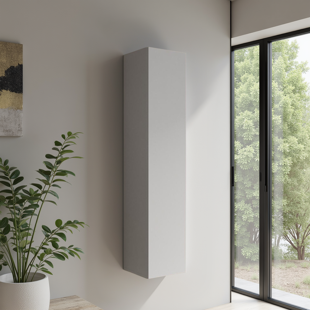 Combo 1 Door 29cm Multipurpose Wall Hung Tall Storage Unit - Light Chalk Grey COM-30-05 - FurniComp