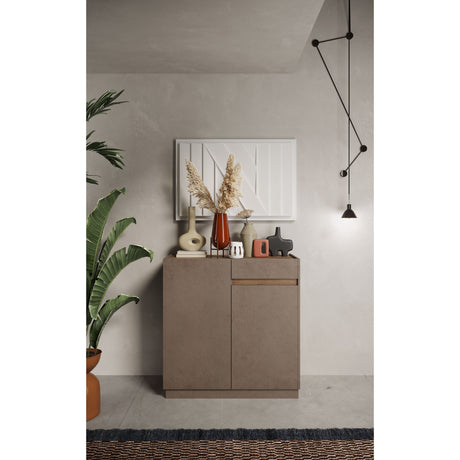 Chelsea 2 Door 1 Drawer Compact Bronze and Mercure Oak Sideboard - FurniComp