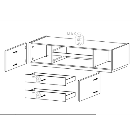 Chelsea 2 Door 2 Drawer Large White Gloss and Mercure Oak TV Stand - FurniComp