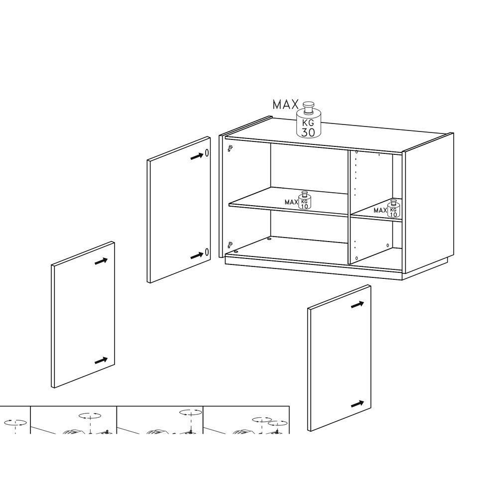Chelsea 3 Door White Gloss and Mercure Oak Sideboard - FurniComp