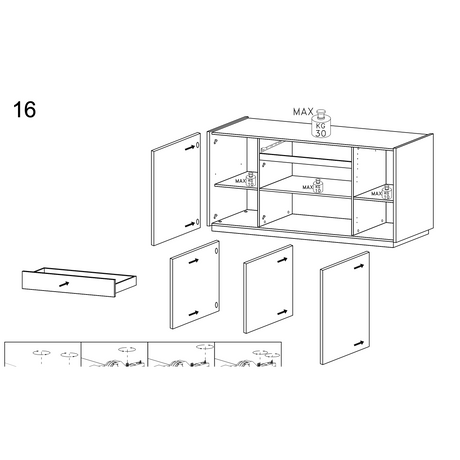 Chelsea 4 Door 1 Drawer White Gloss and Cadiz Oak Large Sideboard - FurniComp