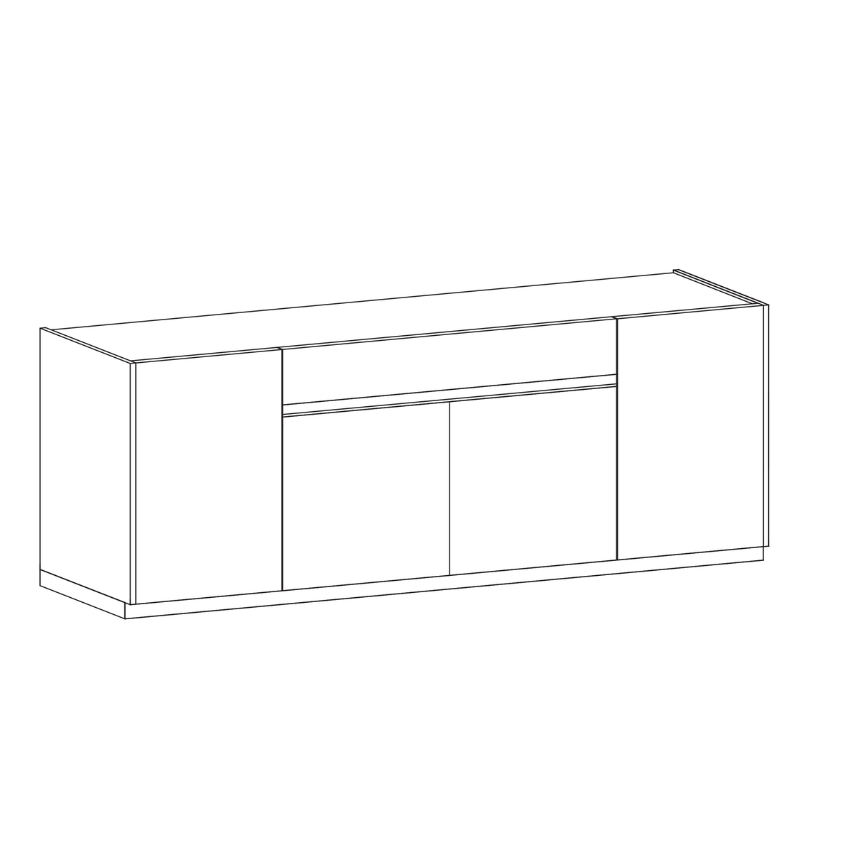 Chelsea 4 Door 1 Drawer Large White Gloss and Mercure Oak Sideboard - FurniComp