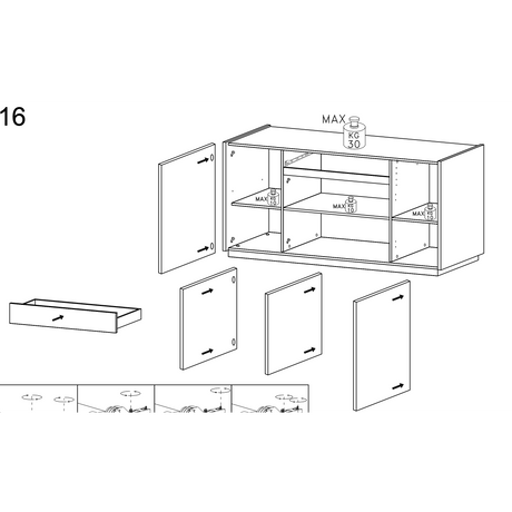 Chelsea 4 Door 1 Drawer Large White Gloss and Mercure Oak Sideboard - FurniComp