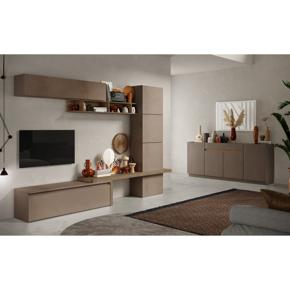 Chelsea 4 Door 1 Drawer Large Bronze and Mercure Oak Sideboard - FurniComp