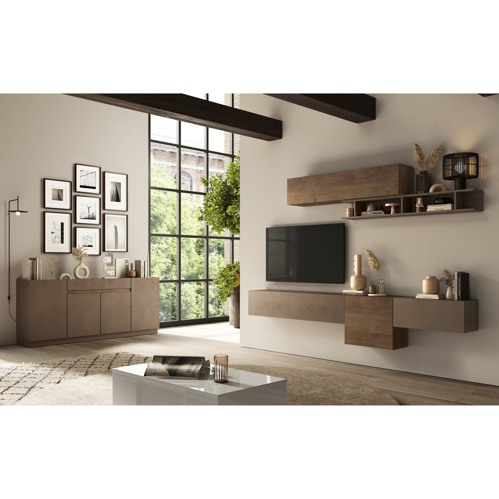 Chelsea 4 Door 1 Drawer Large Bronze and Mercure Oak Sideboard - FurniComp