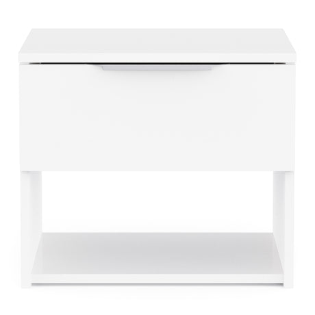 Chicago 1 Drawer Bedside Table - Matt White - FurniComp