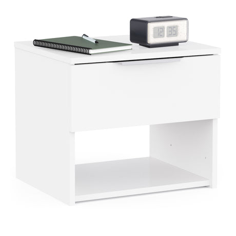 Chicago 1 Drawer Bedside Table - Matt White - FurniComp