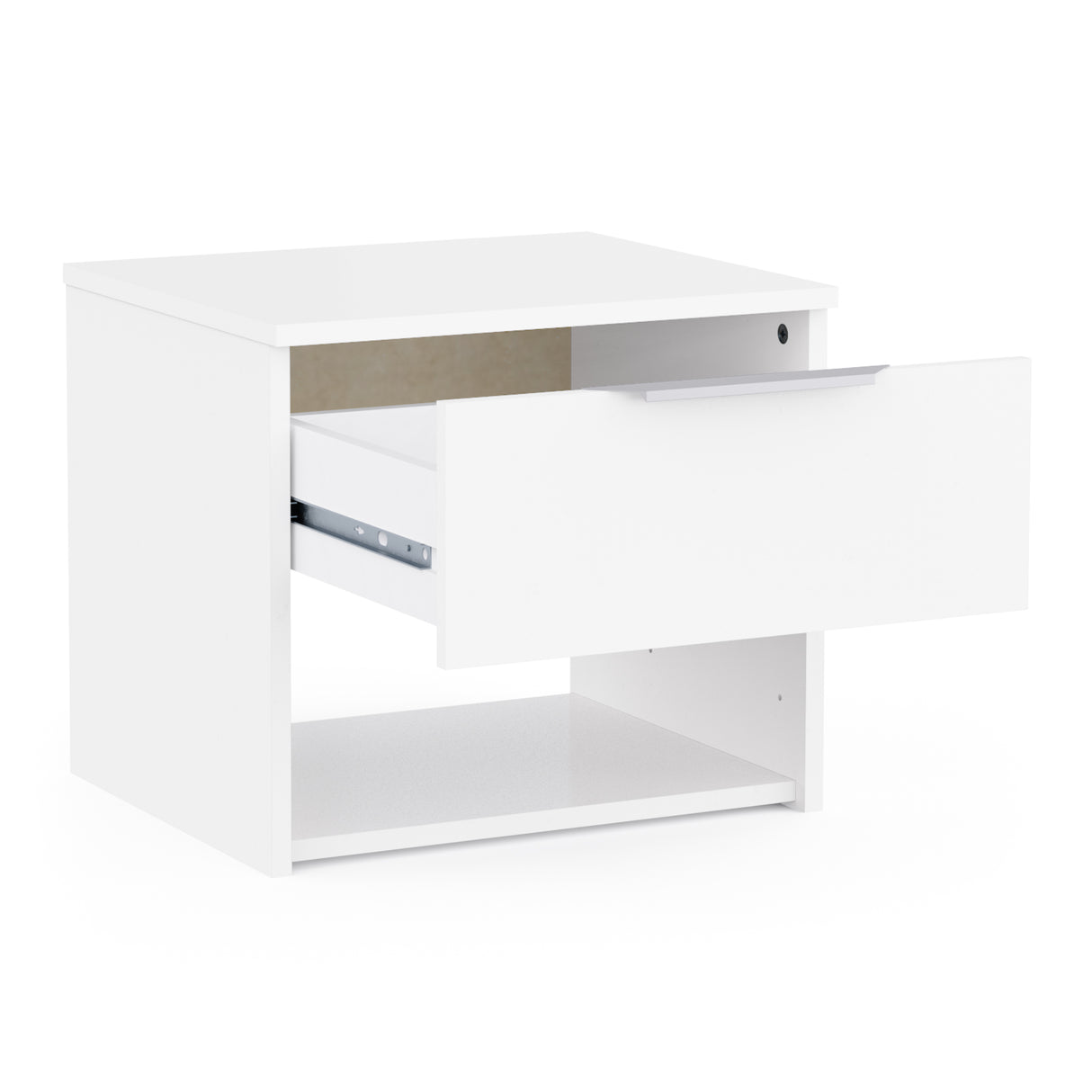 Chicago 1 Drawer Bedside Table - Matt White - FurniComp
