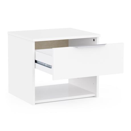 Chicago 1 Drawer Bedside Table - Matt White - FurniComp