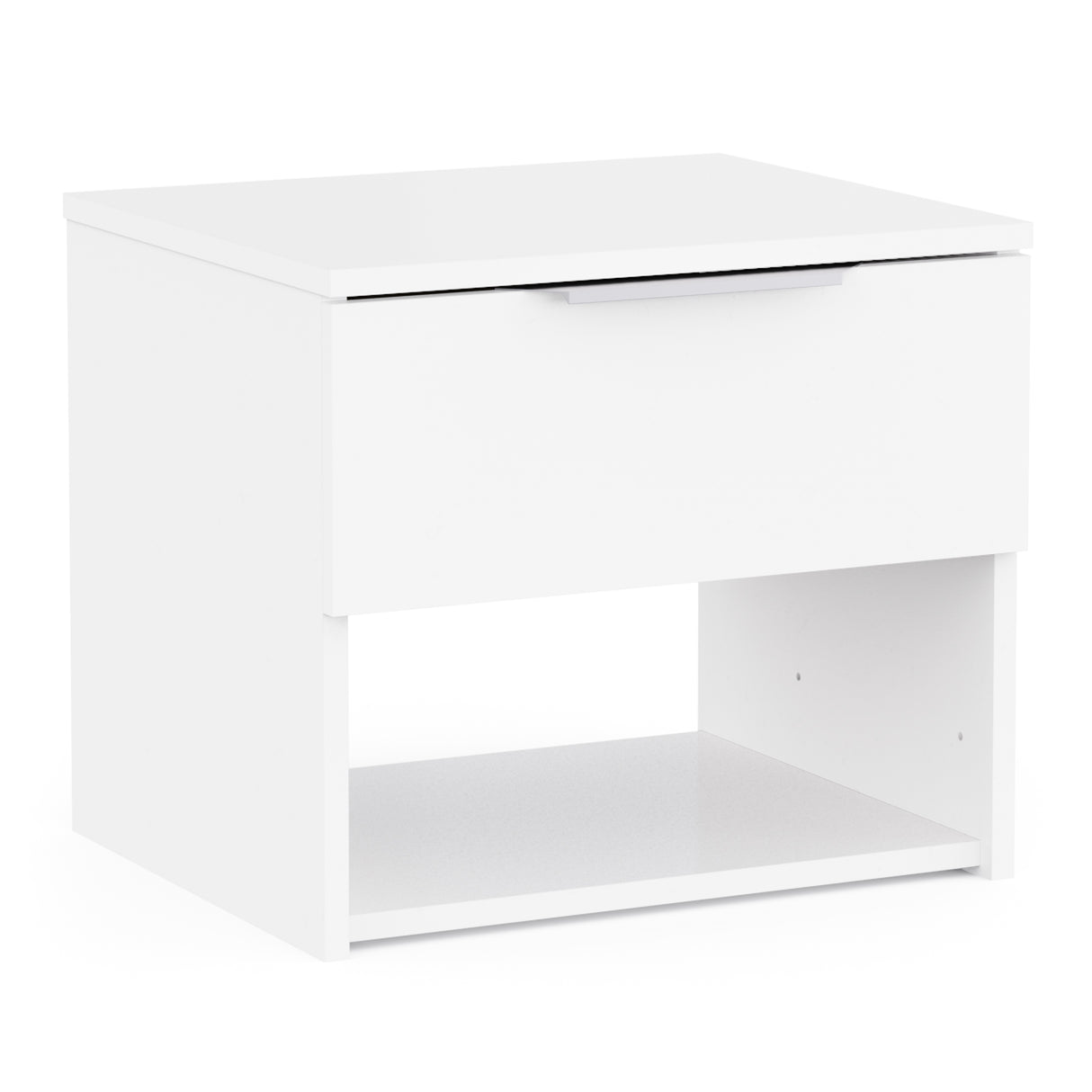 Chicago 1 Drawer Bedside Table - Matt White - FurniComp