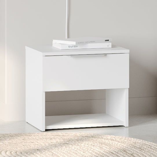 Chicago 1 Drawer Bedside Table - Matt White - FurniComp