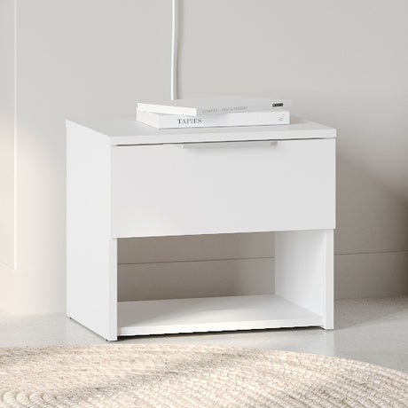 Chicago 1 Drawer Bedside Table - Matt White - FurniComp
