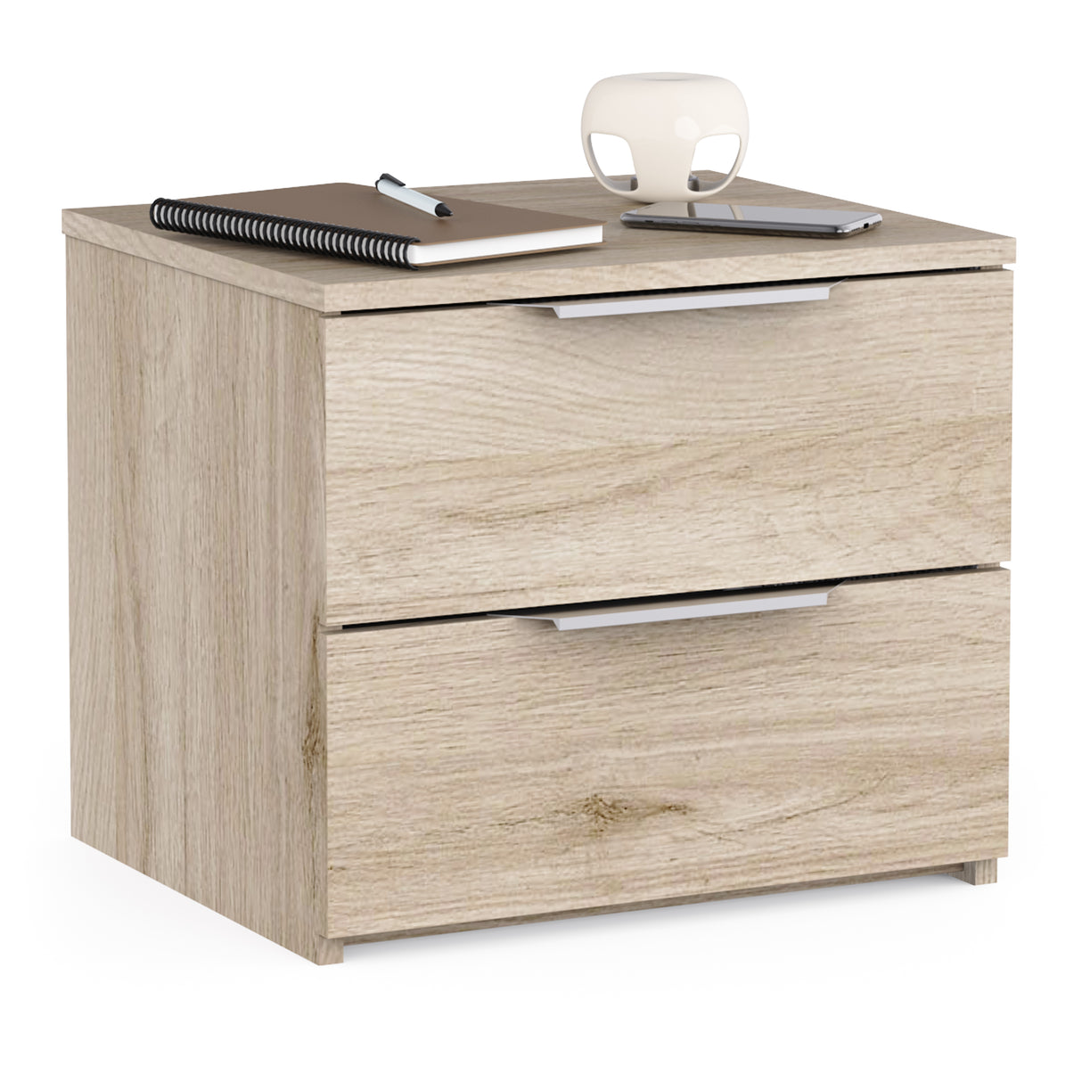 Chicago 2 Drawer Bedside Table - Kronberg Oak - FurniComp