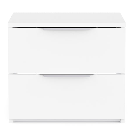 Chicago 2 Drawer Bedside Table - Matt White - FurniComp