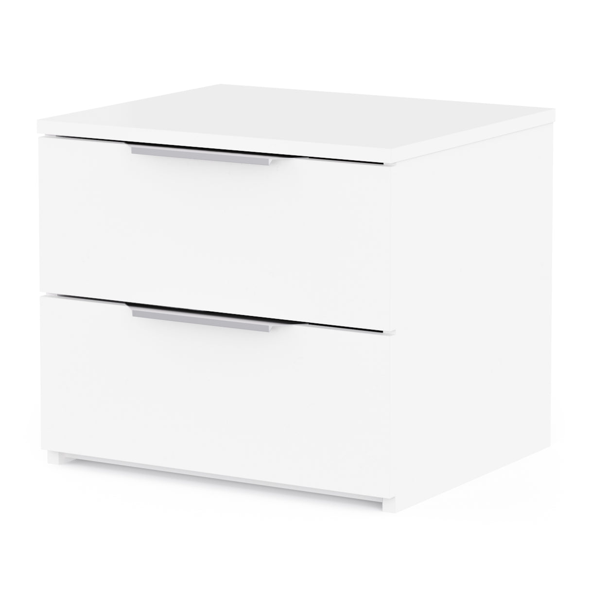 Chicago 2 Drawer Bedside Table - Matt White - FurniComp