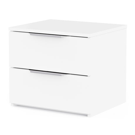 Chicago 2 Drawer Bedside Table - Matt White - FurniComp