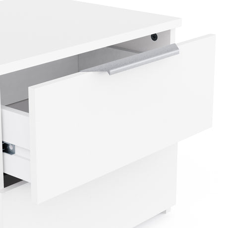 Chicago 2 Drawer Bedside Table - Matt White - FurniComp