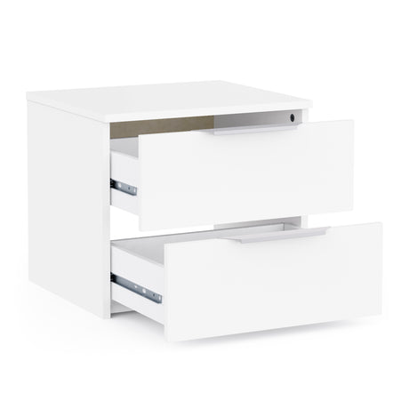 Chicago 2 Drawer Bedside Table - Matt White - FurniComp