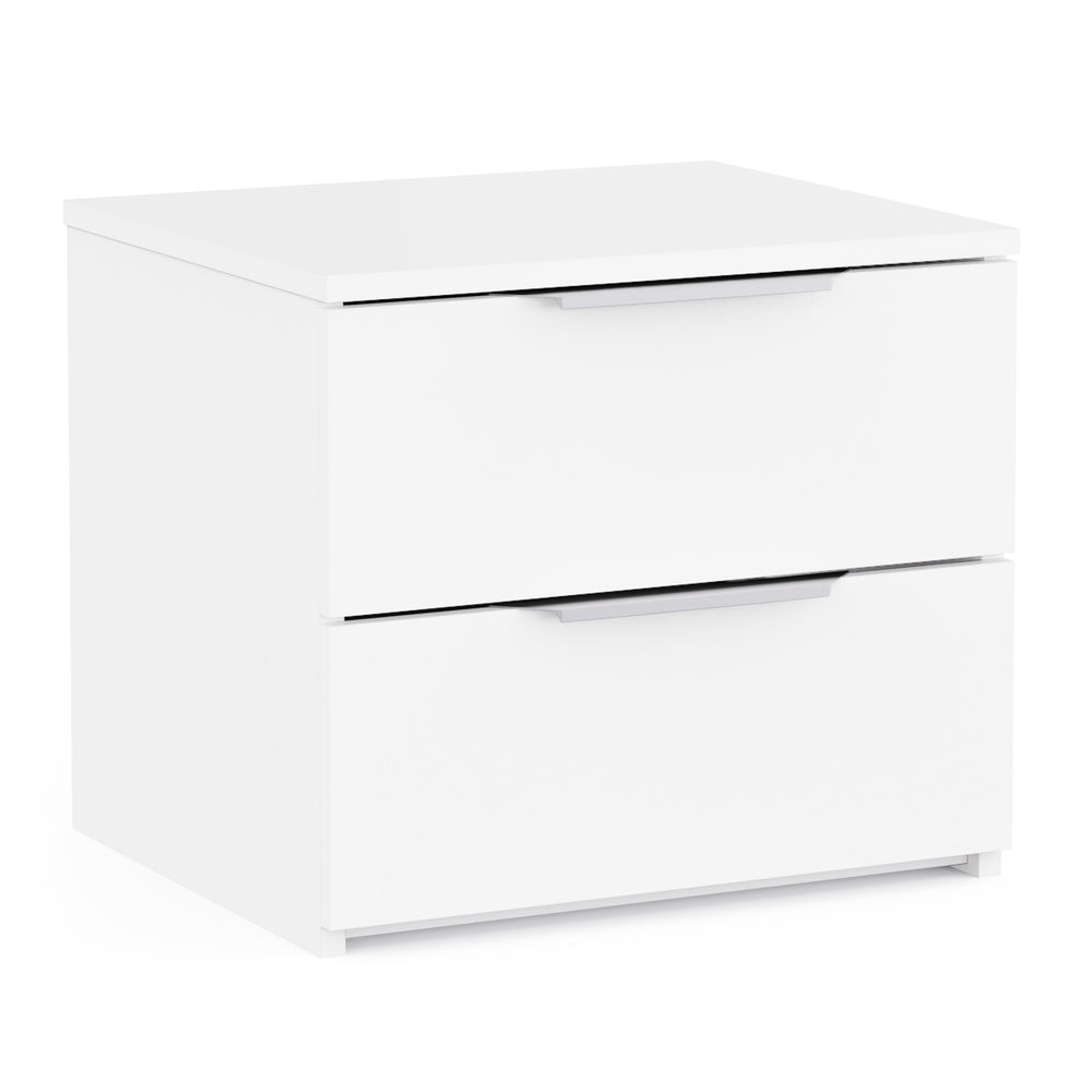 Chicago 2 Drawer Bedside Table - Matt White - FurniComp