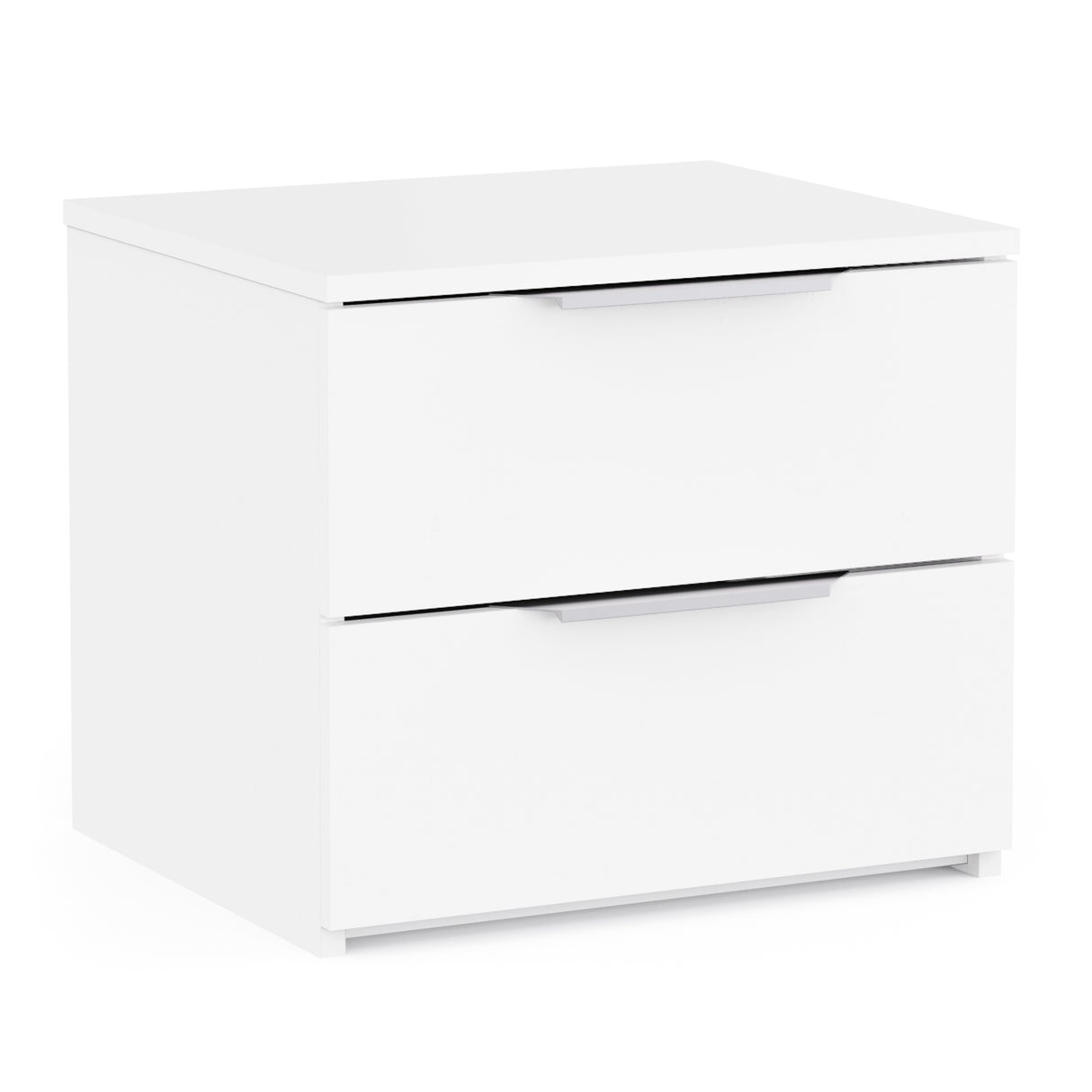 Chicago 2 Drawer Bedside Table - Matt White - FurniComp