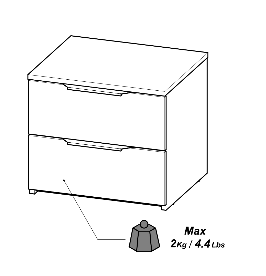 Chicago 2 Drawer Bedside Table - Matt White - FurniComp