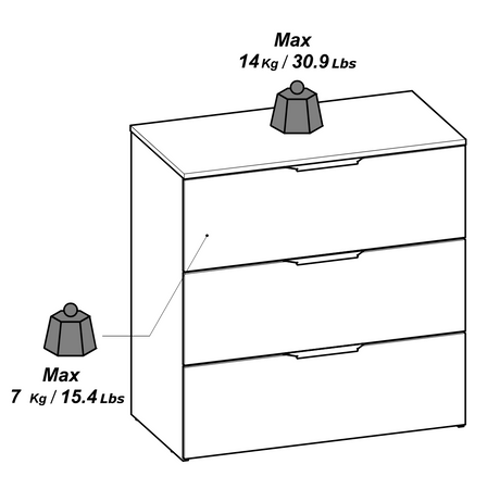 Chicago 3 Drawer 80cm Chest of Drawers - Kronberg Oak - FurniComp