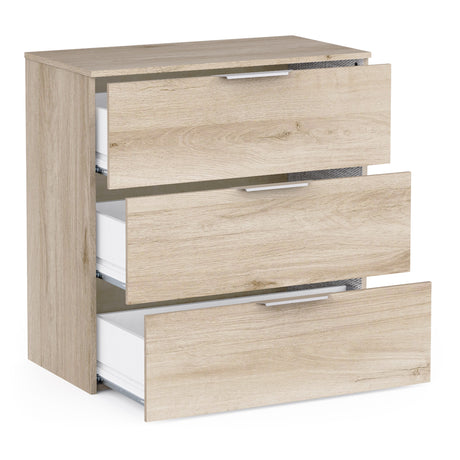 Chicago 3 Drawer 80cm Chest of Drawers - Kronberg Oak - FurniComp