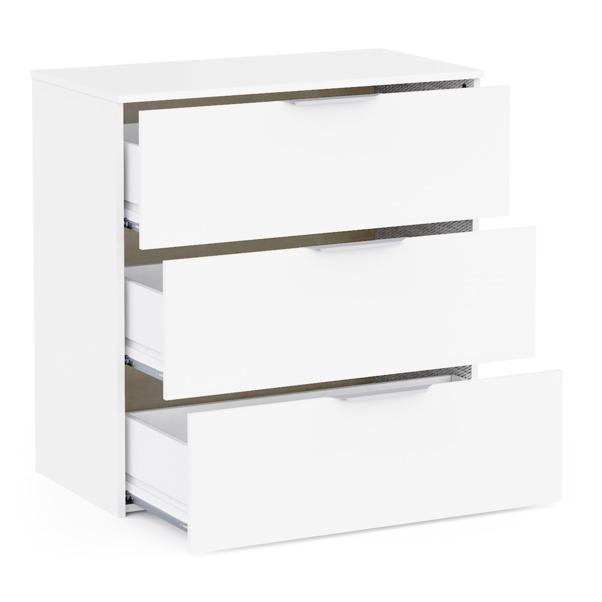 Chicago 3 Drawer 80cm Chest of Drawers - Matt White - FurniComp
