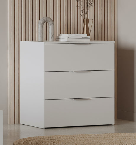 Chicago 3 Drawer 80cm Chest of Drawers - Matt White - FurniComp