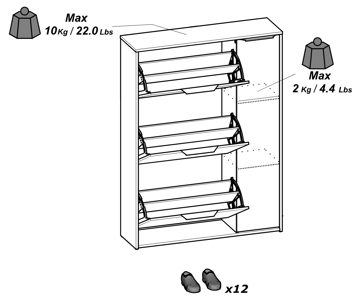 Chicago 4 Door 90cm Shoe Cabinet - Matt White - FurniComp