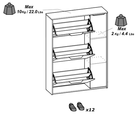 Chicago 4 Door 90cm Shoe Cabinet -Kronberg Oak - FurniComp