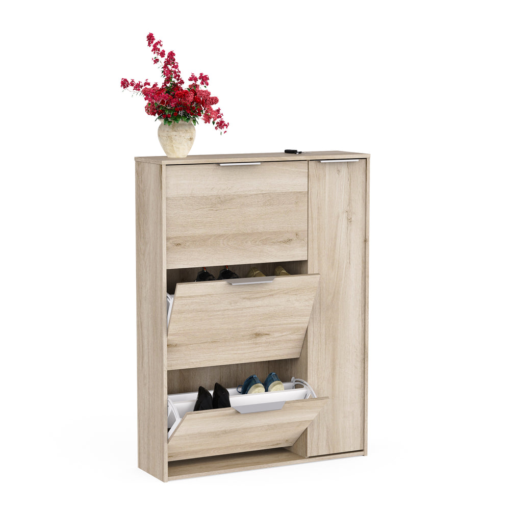 Chicago 4 Door 90cm Shoe Cabinet -Kronberg Oak - FurniComp