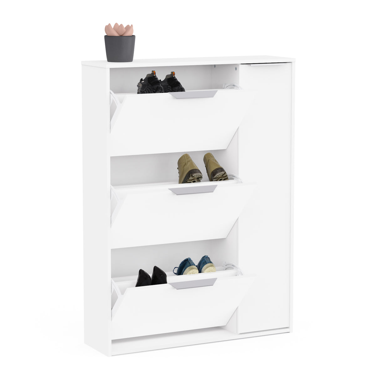 Chicago 4 Door 90cm Shoe Cabinet - Matt White - FurniComp