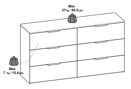 Chicago 6 Drawer 150cm Chest of Drawers - Kronberg Oak - FurniComp