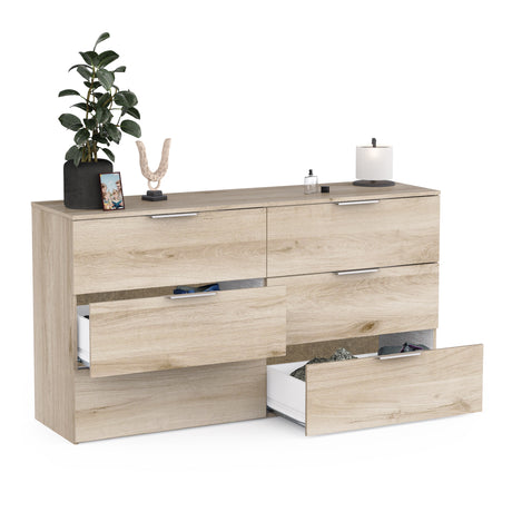 Chicago 6 Drawer 150cm Chest of Drawers - Kronberg Oak - FurniComp