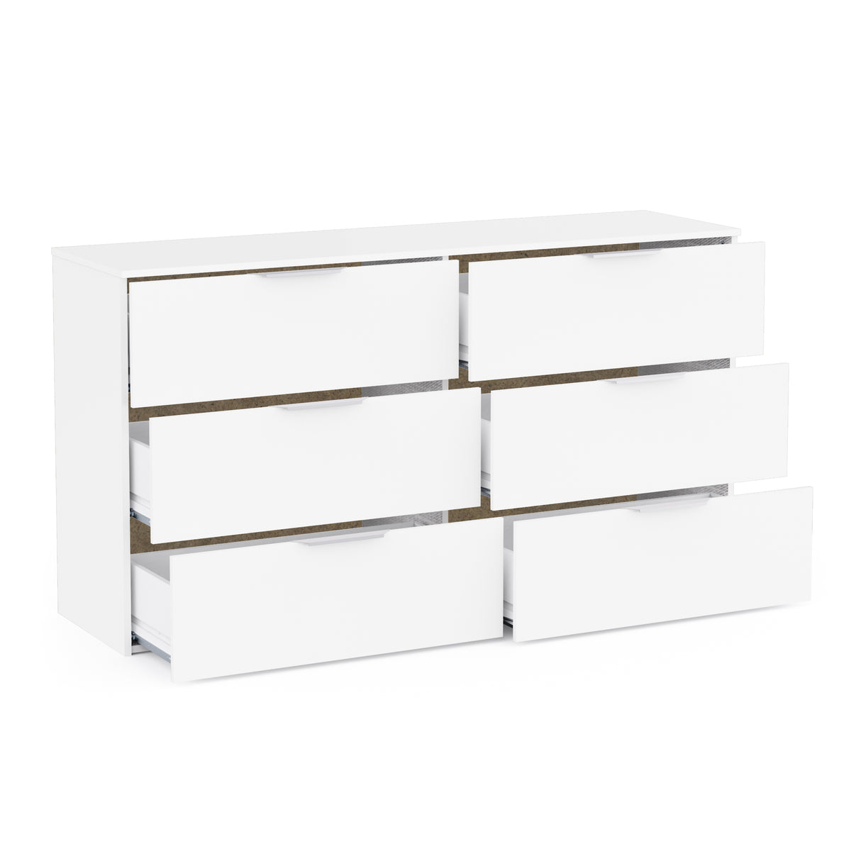 Chicago 6 Drawer 150cm Large Chest of Drawers - Matt White - FurniComp
