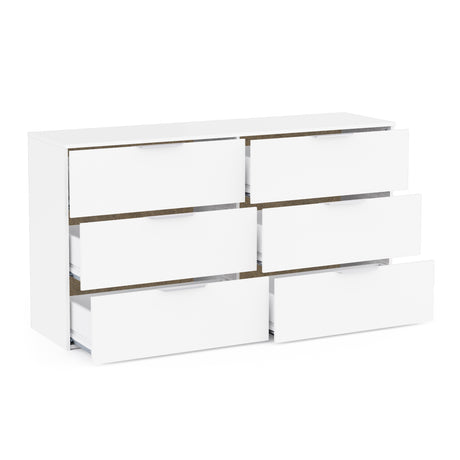 Chicago 6 Drawer 150cm Large Chest of Drawers - Matt White - FurniComp