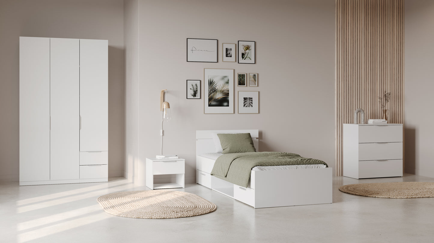 Chicago 1 Drawer Bedside Table - Matt White - FurniComp