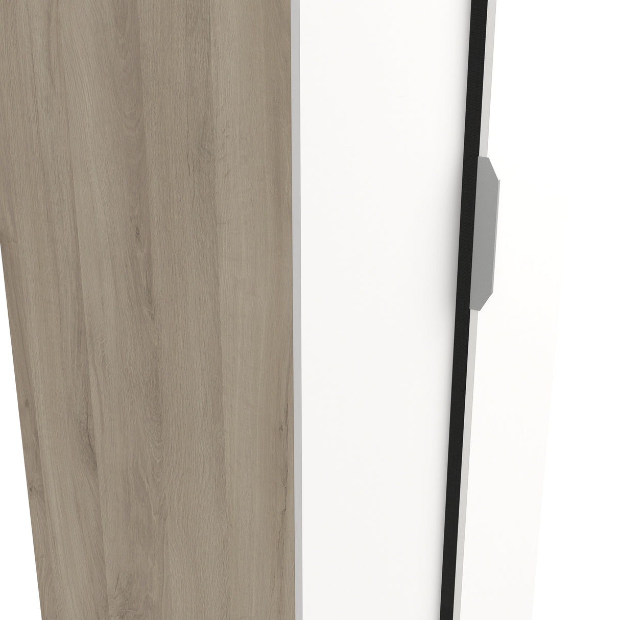 Chicago Matt White and Oak Effect 2 Door 80cm Narrow Compact Wardrobe - FurniComp