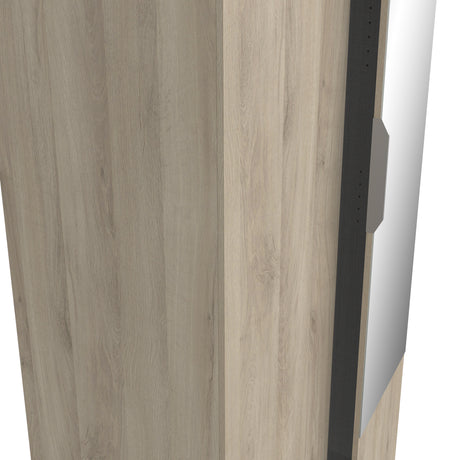 Chicago Oak Effect 2 Door 80cm Narrow Compact Mirrored Wardrobe - FurniComp