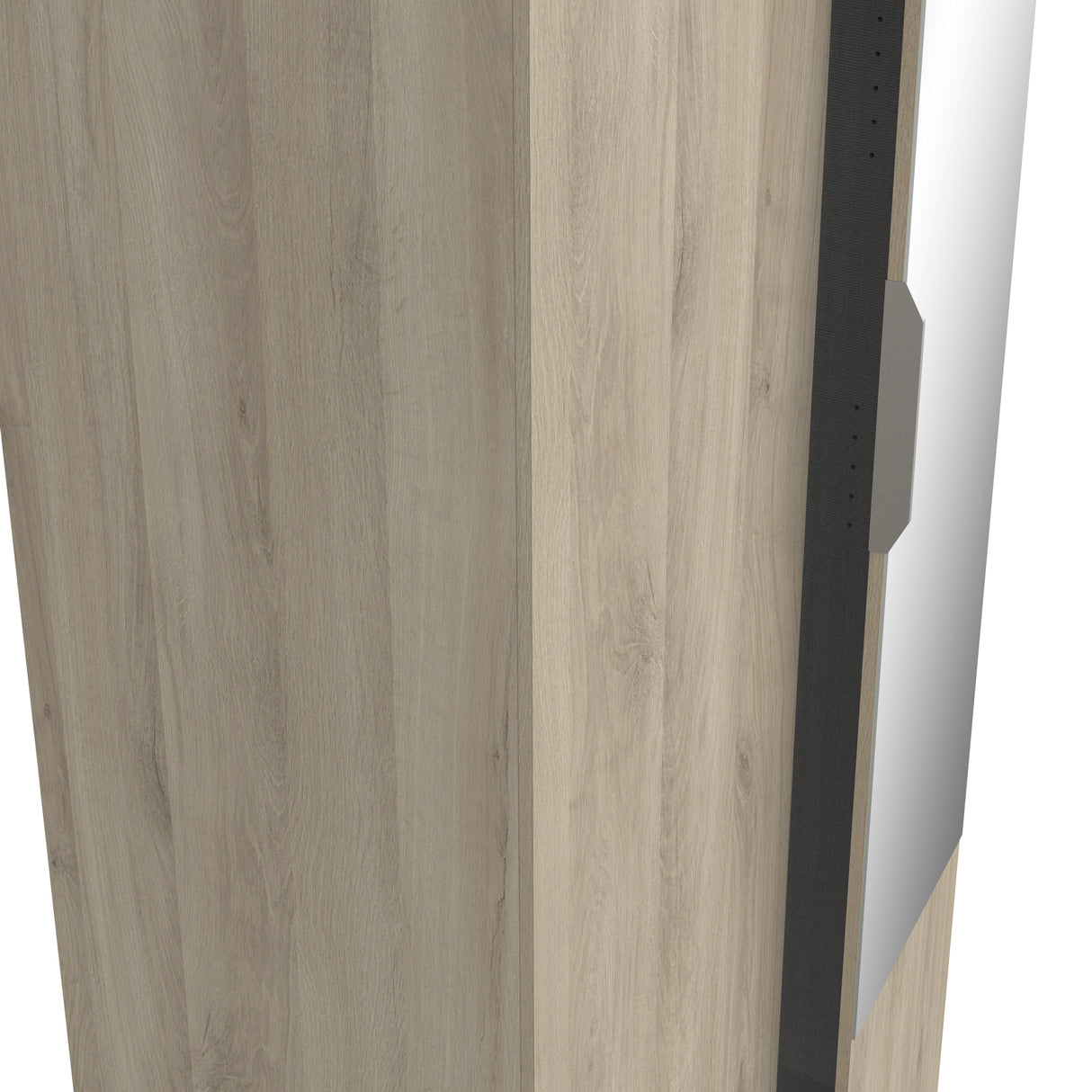 Chicago Oak Effect 2 Door 80cm Narrow Compact Mirrored Wardrobe - FurniComp