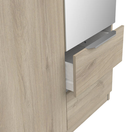 Chicago 3 Door 2 Drawer Oak Effect 120cm Mirrored Triple Wardrobe - FurniComp
